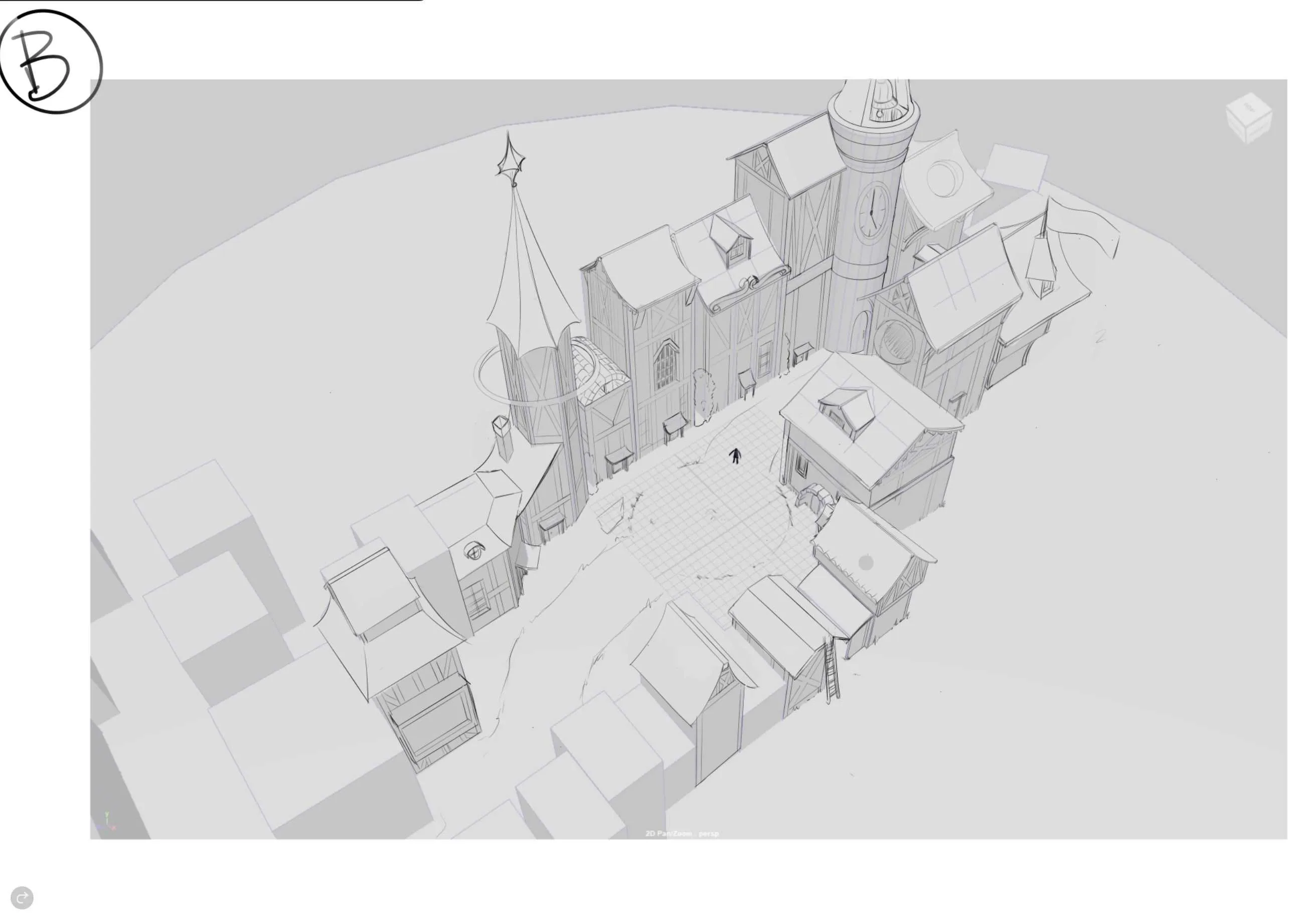 Greyscale environment blockout of a OneStar location.
